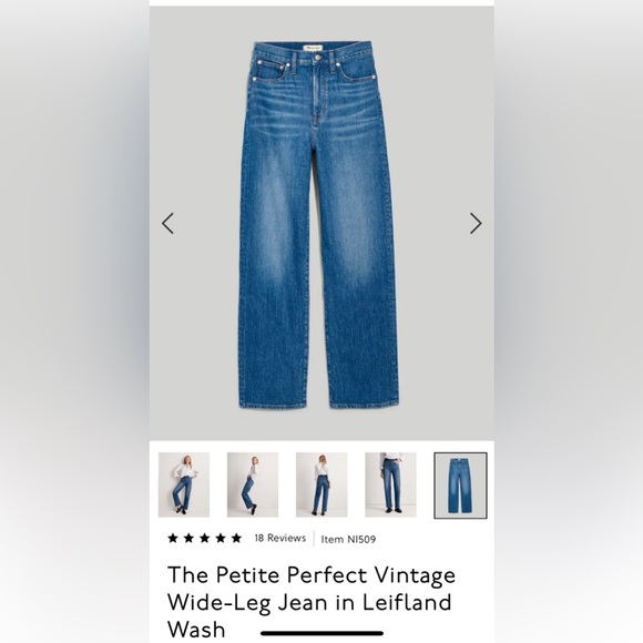 Madewell Petite Perfect Vintage Wide-Leg Jean in Leifland Wash Size 27 Petite - Picture 7 of 11